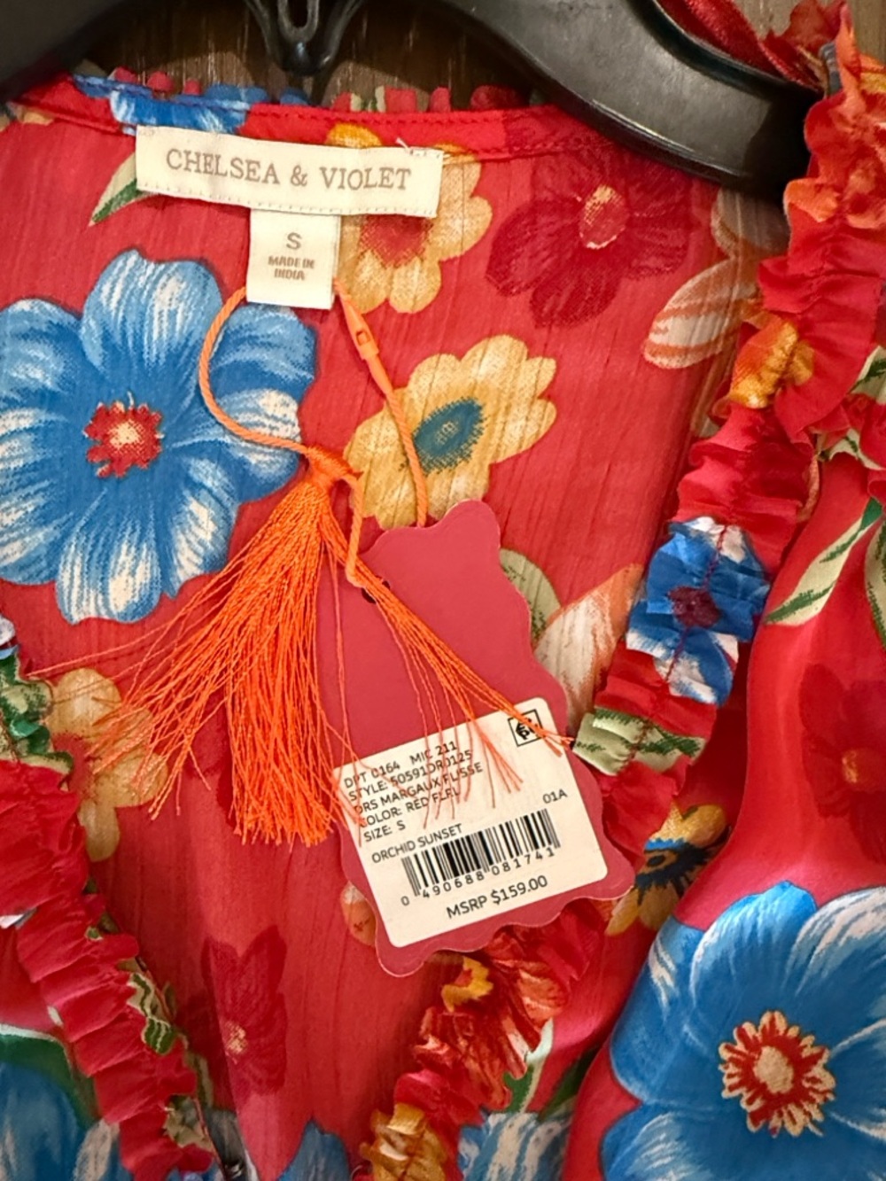 Chelsea & Violet Margaux Plisse Red Tiered Maxi Dress Side Zipper Side - Picture 5 of 15